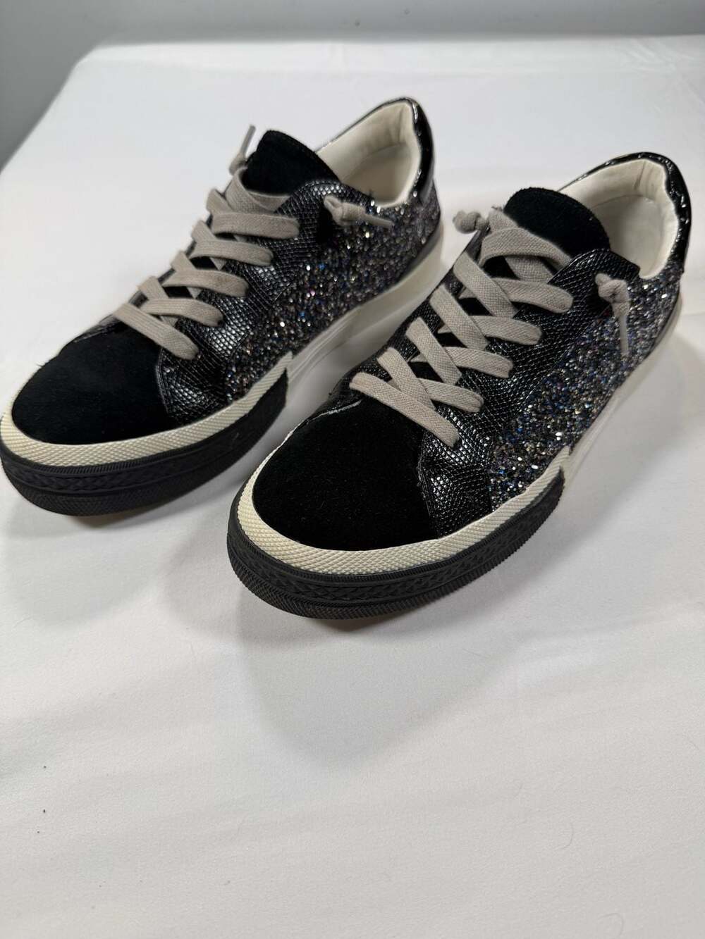 Steve Madden Embark Black Glitter Low Top Sneakers Size 9M - Picture 1 of 7